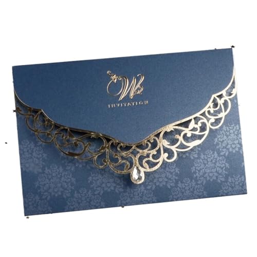LIUHLFSR 50 stücke Laser Geschnitten Hochzeit Einladung Karte Business Grußkarten Mit Diamant Hochzeit Dekoration Party Supplies Geeignet für Hochzeiten, Partys, Abschlussfeiern(WHITE) von LIUHLFSR