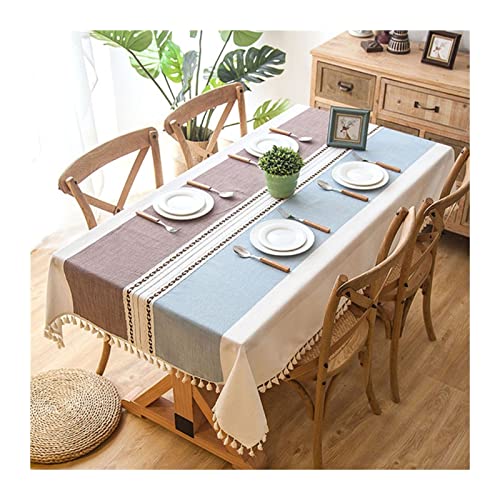 Plaid Dekorative Leinen Tischdecke mit Quaste wasserdicht öhedeter dicker rechteckiger Hochzeit Esstischabdeckung Tee Tischtuch Geeignet für Partys, Restaurants, Versammlungen(Coffee,140x180cm) von LIUHLFSR