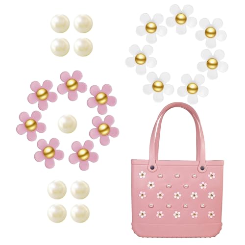 LIUHUIZEYU 23-teiliges Charm-Set für Bogg Bag, Perlen und bunte Blumen für Strandtaschen und Taschen, Taschenzubehör, für Damen, dekorativ für Handtasche LIUHUIZEYU 23-teiliges Charm-Set für Bogg Bag, Perlen und bunte Blumen für Strandtaschen und Taschen, Taschenzubehör, für Damen, dekorativ für Handtasche von LIUHUIZEYU