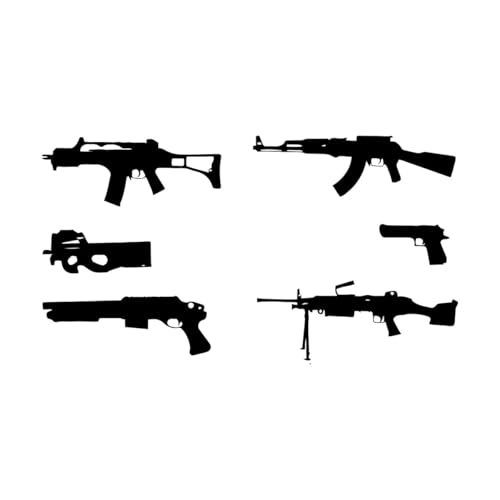 6er Set Pistolen Wandtattoa Kinderzimmer Jungenzimmer Ak 47 Waffe Armee Soldat Militär Wandsticker Schlafzimmer Spielzimmer Vinyl Home-XL-72x168cm-Black von LIUJIAHAO