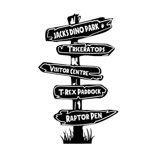 Benutzerdefinierte Name Dinosaurier Dinosaurier Wegweiser Wand Aufkleber jungen Zimmer Spielzimmer Retro Dino Tier Straße Zeichen Kinder-XL-77x123cm-Black von LIUJIAHAO