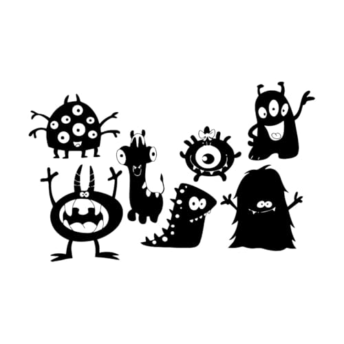 Cartoon Monster Wandtattoo für Kinder Monster ColSilhouette Vinyl Wandaufkleber für Kinder Schlafzimmer-L-54x84cm-Black von LIUJIAHAO