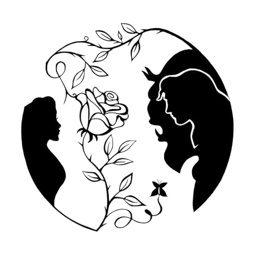 Cartoon-Wandaufkleber „Die Schöne und das Biest mit Rose“, romantische Liebe, Heimdekoration, Mädchenschlafzimmer, Vinyl, Kinderzimmer-Wandtattoo-S-28x28cm-Black Cartoon-Wandaufkleber „Die Schöne und das Biest mit Rose“, romantische Liebe, Heimdekoration, Mädchenschlafzimmer, Vinyl, Kinderzimmer-Wandtattoo-S-28x28cm-Black von LIUJIAHAO