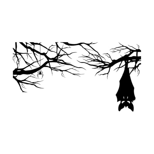 Halloween Wandaufkleber Cartoon Gothic Spinne Fledermaus Auf Zweig Vinyl Wandtattoo Für Kinderzimmer Dekoration-L-57x104cm-Black Halloween Wandaufkleber Cartoon Gothic Spinne Fledermaus Auf Zweig Vinyl Wandtattoo Für Kinderzimmer Dekoration-L-57x104cm-Black von LIUJIAHAO