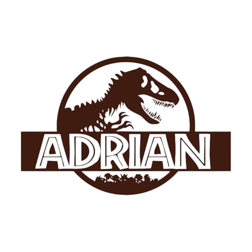 Personalisierte Dinosaurier Park Wand Aufkleber Schlafzimmer Dinosaurier T-Rex Custom Name Vinyl Hause Kindergarten Junge Kinderzimmer-S-38x57cm-Coffee von LIUJIAHAO