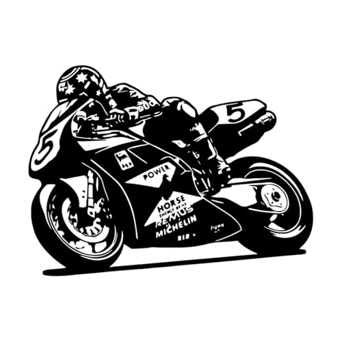 Wandaufkleber für Motorradfahrer im europäischen Stil, Motorrad-Rennfahrer, Wandtattoo, cooles Vinyl für Kinderzimmer-S-32x43cm-Black Wandaufkleber für Motorradfahrer im europäischen Stil, Motorrad-Rennfahrer, Wandtattoo, cooles Vinyl für Kinderzimmer-S-32x43cm-Black von LIUJIAHAO
