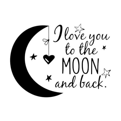 Wandtattoo „Mond mit Sternen“, Vinyl, für Kinderzimmer, Dekoration „I Love You to the Moon and Back“, Zitat, Aufkleber, Baby-Geschenk-S-42x57cm-Black Wandtattoo „Mond mit Sternen“, Vinyl, für Kinderzimmer, Dekoration „I Love You to the Moon and Back“, Zitat, Aufkleber, Baby-Geschenk-S-42x57cm-Black von LIUJIAHAO