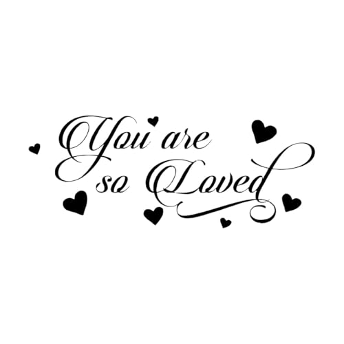 Wandtattoo „You Are So Loved“ mit Herzen, Vinyl, Schriftzug, Aufkleber, Kinderzimmer, Zitate, Mädchenzimmer-L-46x114cm-Black von LIUJIAHAO