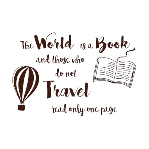 Wandtattoos für Lesezimmer, Zitat „Die Welt ist ein Buch“, für Kinderzimmer, Dekoration, Wandbilder mit Reisephrase-S-28x42cm-Coffee Wandtattoos für Lesezimmer, Zitat „Die Welt ist ein Buch“, für Kinderzimmer, Dekoration, Wandbilder mit Reisephrase-S-28x42cm-Coffee von LIUJIAHAO