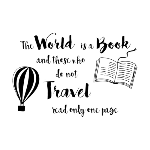 Wandtattoos für Lesezimmer, Zitat „Die Welt ist ein Buch“, für Kinderzimmer, Dekoration, Wandbilder mit Reisephrase-XL-110x162cm-Black Wandtattoos für Lesezimmer, Zitat „Die Welt ist ein Buch“, für Kinderzimmer, Dekoration, Wandbilder mit Reisephrase-XL-110x162cm-Black von LIUJIAHAO