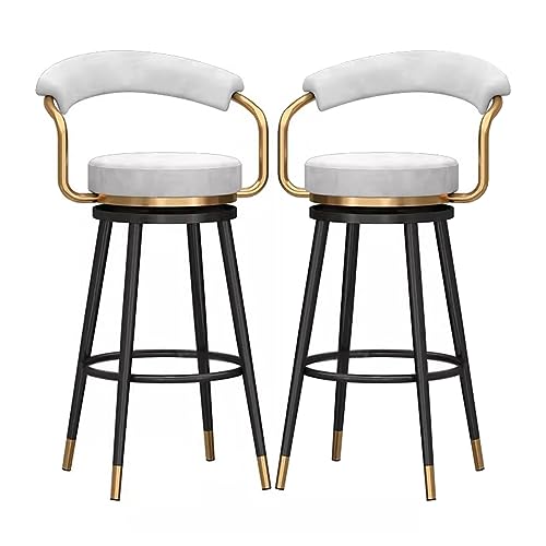 LIULIFEN Barhocker aus Samtstoff, 2er-Set mit Rückenlehne und Armlehne, hohe Thekenstühle für Esszimmer, Küche, Kneipe, weiß, 65 cm, stilvolle Sitzgelegenheit mit schwarzen Metallbeinen LIULIFEN Barhocker aus Samtstoff, 2er-Set mit Rückenlehne und Armlehne, hohe Thekenstühle für Esszimmer, Küche, Kneipe, weiß, 65 cm, stilvolle Sitzgelegenheit mit schwarzen Metallbeinen von LIULIFEN