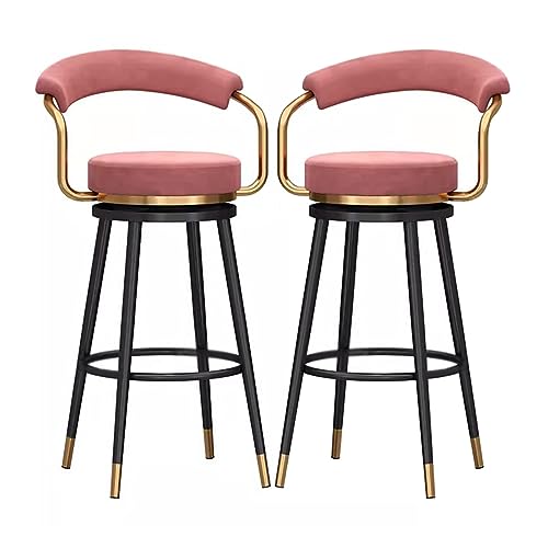 LIULIFEN Barhocker aus Samtstoff, 2er-Set mit Rückenlehne und Armlehne, rosa, hohe Hocker für Esszimmer, Küche, Kneipe, 75 cm Höhe, Schwarze Metallbeine LIULIFEN Barhocker aus Samtstoff, 2er-Set mit Rückenlehne und Armlehne, rosa, hohe Hocker für Esszimmer, Küche, Kneipe, 75 cm Höhe, Schwarze Metallbeine von LIULIFEN