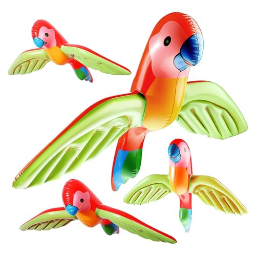 LIULINY 4 Stück Aufblasbarer Papagei, Pool Aufblasbarer Papagei, Wasserdicht Parrot Ballon, Tropische Vögel Deko, für Dekoration, Foto Requisiten, Karneval, Gartendekoration, Mottoparty Party von LIULINY