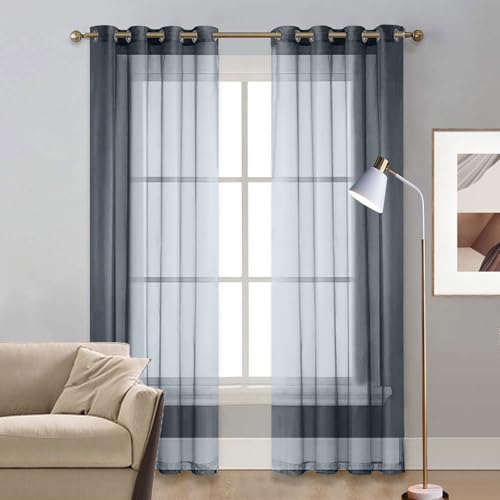 LIUNADM Verdunkelungsvorhang 100 x 55 cm Größe Und Farbe Wählbar Himmelbett Vorhänge Baby Querbehang für Küche Büros Wohnzimmer Schlafzimmer, Grau von LIUNADM