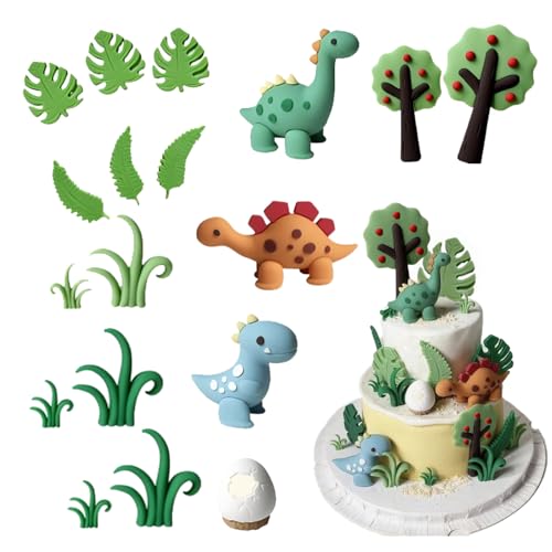 Dinosaurier-Kuchenaufsätze und Cupcake-Topper, aufregende 3D-Kuchendekorationen für einen Happy Birthday-Kuchenaufsatz. Perfekt für Dinosaurier-Thema, Jungen und Mädchen, Kinder-Partyzubehör von LIUQOBN