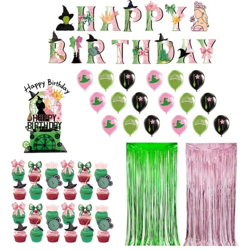 Grün und Rosa Party Dekoration, Luftballons, Cupcake Topper, Banner und Kuchen Topper Set für Party Disco Cosplay Geburtstag Tischdekoration Supplies Grün und Rosa Party Dekoration, Luftballons, Cupcake Topper, Banner und Kuchen Topper Set für Party Disco Cosplay Geburtstag Tischdekoration Supplies von LIUQOBN