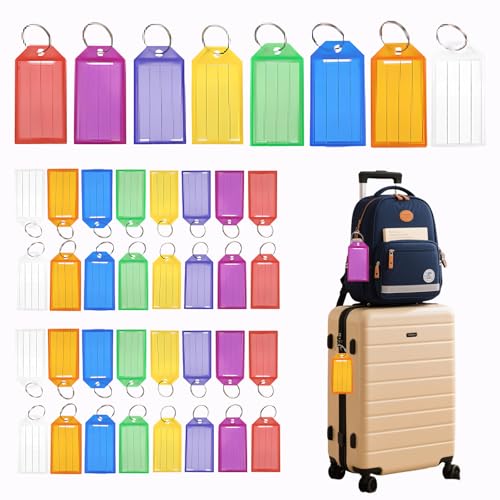 Robuste Schlüsselanhänger mit Etiketten, mehrfarbig, 8 Farben, ideal für Zuhause, Büro, Gepäck und Haustiere und mehr, 40 Stück Robuste Schlüsselanhänger mit Etiketten, mehrfarbig, 8 Farben, ideal für Zuhause, Büro, Gepäck und Haustiere und mehr, 40 Stück von LIUQOBN