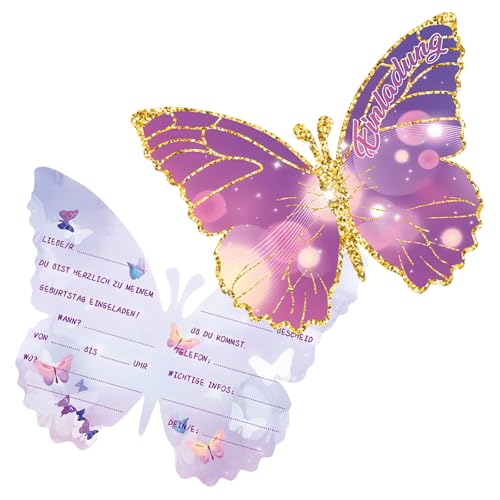 LIURFLNC 24 Stück Einladungskarten Schmetterling, Partyeinladungen, Schmetterlingen Geburtstagseinladungen Kinder, Einladungskarten Kindergeburtstag Mädchen für Kinderpartys LIURFLNC 24 Stück Einladungskarten Schmetterling, Partyeinladungen, Schmetterlingen Geburtstagseinladungen Kinder, Einladungskarten Kindergeburtstag Mädchen für Kinderpartys von LIURFLNC