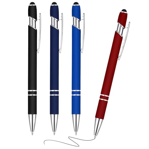 LIURFLNC 4 Stück Kugelschreiber mit Touchpen, Kulischreiber, 2 in 1 Soft Rutschfeste Griffzone Kugelschreiber Schwarze Mine, Kuli Metall Kugelschreiber Hochwertig für Büro und Haushalt LIURFLNC 4 Stück Kugelschreiber mit Touchpen, Kulischreiber, 2 in 1 Soft Rutschfeste Griffzone Kugelschreiber Schwarze Mine, Kuli Metall Kugelschreiber Hochwertig für Büro und Haushalt von LIURFLNC
