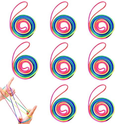 LIURFLNC 8 Stück Fingertwist, Fingertwist kinder Mit Anleitung, Hochwertiges Rainbow Rope Flexibles Fadenspiel, Kleines Geschenk Regenbogen Seil Faden Lernspielzeug Fadenspiele für Kinder LIURFLNC 8 Stück Fingertwist, Fingertwist kinder Mit Anleitung, Hochwertiges Rainbow Rope Flexibles Fadenspiel, Kleines Geschenk Regenbogen Seil Faden Lernspielzeug Fadenspiele für Kinder von LIURFLNC