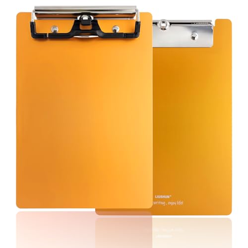 Aluminium-Klemmbrett, Metall, A6, mit Edelstahl-Stifthalter, flaches Profil-Klemmbrett, 20,3 x 13,5 cm, für Schule, Büro, Geschäft, Restaurant, Fabrikbedarf (Gold, A6-5 x 8) von LIUSHUN