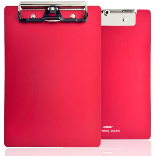 Aluminium-Klemmbrett aus Metall, A5, mit Edelstahl-Stifthalter, flaches Profil-Klemmbrett, 22,9 x 15,2 cm, für Schule, Büro, Geschäft, Medizin, Werkstatt, Fabrikbedarf, Rot, A5 Aluminium-Klemmbrett aus Metall, A5, mit Edelstahl-Stifthalter, flaches Profil-Klemmbrett, 22,9 x 15,2 cm, für Schule, Büro, Geschäft, Medizin, Werkstatt, Fabrikbedarf, Rot, A5 von LIUSHUN