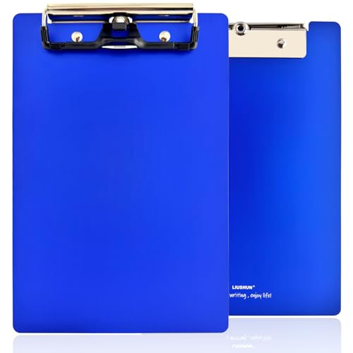 Aluminium-Klemmbrett aus Metall, A5, mit Edelstahl-Stifthalter, flaches Profil-Klemmbrett, 22,9 x 15,2 cm, für Schule, Büro, Geschäft, Medizin, Werkstatt, Fabrikbedarf (Blau, A5) von LIUSHUN