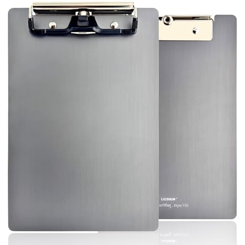 Aluminium-Klemmbrett aus Metall, A5 mit Edelstahl-Stifthalter, flaches Profil-Klemmbrett, 22,9 x 15,2 cm, Memo-Nachrichten, Halbbuchstaben für Schule, Büro, Geschäft, Medizin, Werkstatt, Fabrikbedarf Aluminium-Klemmbrett aus Metall, A5 mit Edelstahl-Stifthalter, flaches Profil-Klemmbrett, 22,9 x 15,2 cm, Memo-Nachrichten, Halbbuchstaben für Schule, Büro, Geschäft, Medizin, Werkstatt, Fabrikbedarf von LIUSHUN