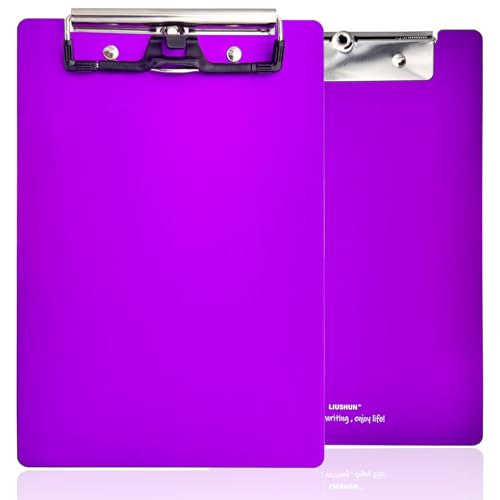 Aluminium-Klemmbrett aus Metall, A5 mit Edelstahl-Stifthalter, flaches Profil-Klemmbrett, 22,9 x 15,2 cm, für Schule, Büro, Geschäft, Medizin, Werkstatt, Fabrikbedarf (lila, A5) von LIUSHUN