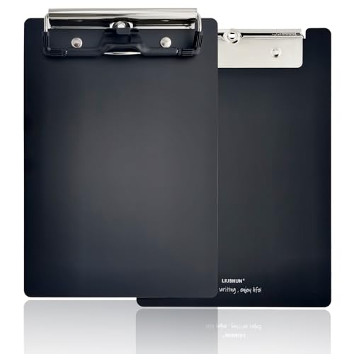 Aluminium-Klemmbrett aus Metall, A6, mit Edelstahl-Stifthalter, flaches Profil-Klemmbrett, 20,3 x 13,5 cm, für Schule, Büro, Geschäft, Restaurant, Fabrikbedarf (schwarz, A6-5 x 8) von LIUSHUN