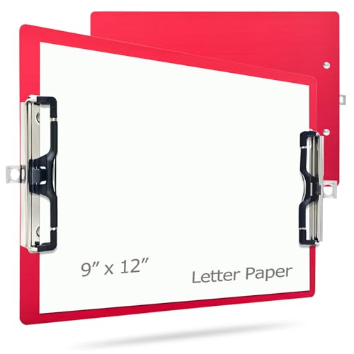 Aluminium-Metall-Klemmbrett, Edelstahl, zum Aufhängen, Stifthalter, Doppelklemmbrett, Größe A4, 22,9 x 32 cm, für Schule, Büro, Geschäft, Mediziner, Werkstatt, Fabrik, Rot, A4-Doppelclip) von LIUSHUN