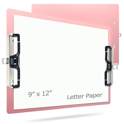 Aluminium-Metall-Klemmbrett, Edelstahl, zum Aufhängen, Stifthalter, Doppelklemmbrett, Größe A4, 22,9 x 32 cm, für Schule, Büro, Geschäft, Mediziner, Werkstatt, Fabrik (Rosa, A4-Doppelclip) von LIUSHUN