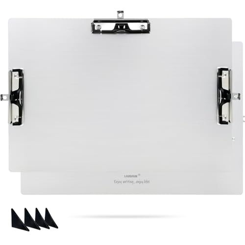 Klemmbrett aus Aluminium, 28,9 x 43,2 cm, A3, Metall, Edelstahl, hängbar, mit 3 Clips, Kunststifthalter, extra großes Klemmbrett für Business, Mediziner, Werkstatt (Silber, A3) von LIUSHUN