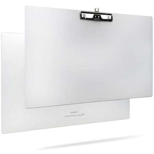 Klemmbrett aus Aluminium, 28,9 x 43,2 cm, horizontal, hängbar, mit Notizblock, Kunststifthalter, extra großes Klemmbrett für Business, Mediziner, Werkstatt von LIUSHUN