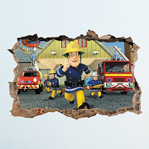 3D-Feuerwehrmann Sam Loch in Wandaufkleber Kunst Aufkleber Dekor Kinderzimmer Dekoration von LIUWW