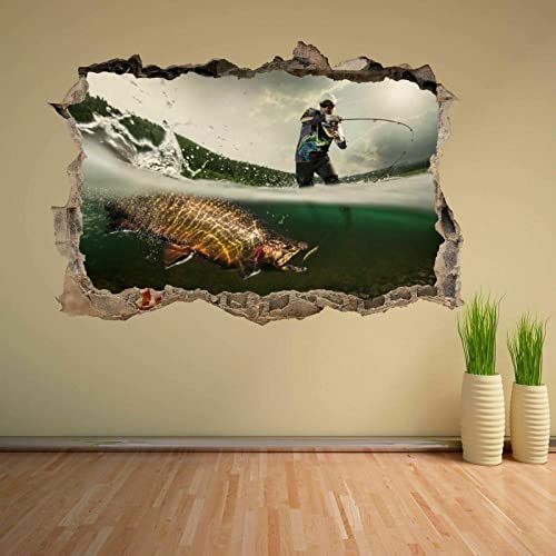 Angelrute Forelle fangen Fische Köder Unterwasser Wandaufkleber Wandtattoo von LIUWW