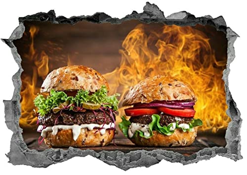 Burger, Aufkleber, Cheeseburger, Essen, Küche, Wandkunst, 3D, Geschäft, Aufkleber, Wandbild von LIUWW