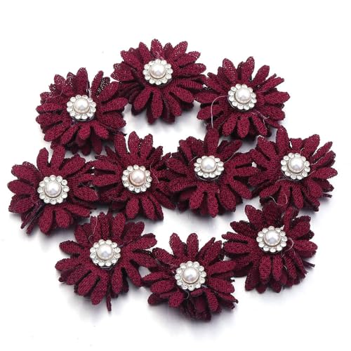10 stücke/Lot Mini Stoff Sonnenblumen 3 cm Bunte Leinen Perle Mit Diamant Blumen Für DIY Kleidungsstück Headwear Dekoration von LIUXIN
