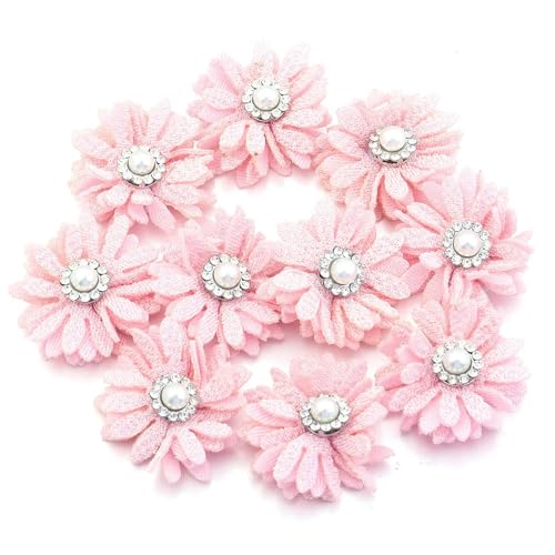 10 stücke/Lot Mini Stoff Sonnenblumen 3 cm Bunte Leinen Perle Mit Diamant Blumen Für DIY Kleidungsstück Headwear Dekoration von LIUXIN