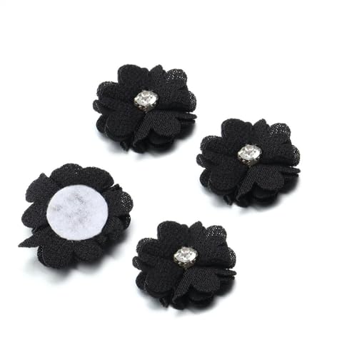 LIUXIN 10 Stück 3,5 cm Perlen-Hanfblumen-Farbe, eingelegte Strasssteine, Stoffblumen-Applikation für DIY-Scrapbooking, Kopfbedeckungen, Kleidung von LIUXIN
