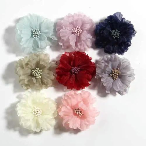 LIUXIN 10 Stück 5 cm 2 Zoll Schönheit Chiffon Künstliche Haarblumen Blüte mit Streichhölzern für Blumenstrauß Hochzeit Party Handwerk Zuhause von LIUXIN