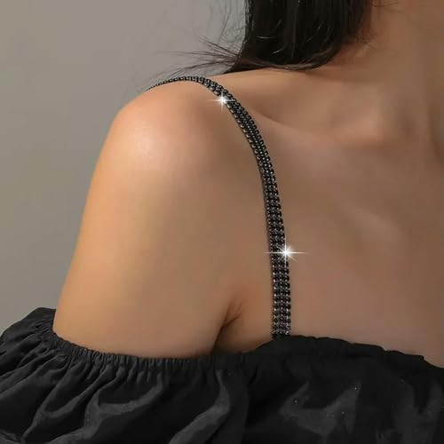 LIUXIN 2 Paar modische Schultergurte, Unterwäschegurte aus Kristall, BH-Träger aus Metall, rutschfest, sexy, unsichtbar, Coole Damen-BH-Träger zur Dekoration von LIUXIN
