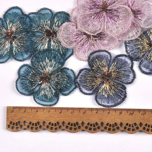 LIUXIN 20 Stück/Lot Blumen-Spitzenflecken für Hut, Kleidung, Stickerei, Netzapplikationen für handgefertigte Näharbeiten, Hochzeitsdekor (57 x 47 mm) von LIUXIN