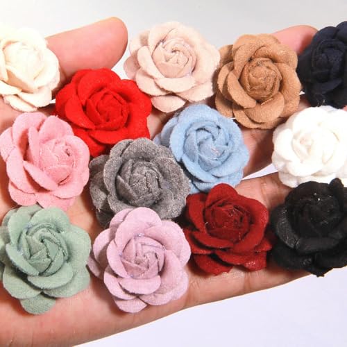 LIUXIN 3,5 cm Rosenband, Satin-Rosetten, handgefertigt, Stoff, künstliche Blumen, DIY-Bastelkleidung, Rosenknospen-Kopfschmuck von LIUXIN