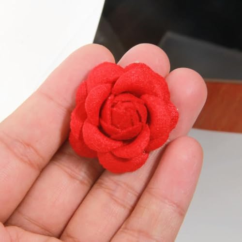 LIUXIN 3,5 cm Rosenband, Satin-Rosetten, handgefertigt, Stoff, künstliche Blumen, DIY-Bastelkleidung, Rosenknospen-Kopfschmuck von LIUXIN