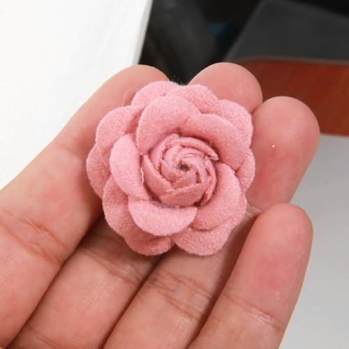 LIUXIN 3,5 cm Rosenband, Satin-Rosetten, handgefertigt, Stoff, künstliche Blumen, DIY-Bastelkleidung, Rosenknospen-Kopfschmuck von LIUXIN