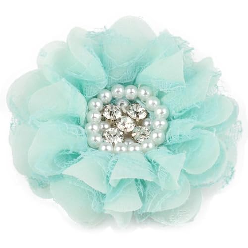 LIUXIN 4 stücke/Lot 16 Farben 9 cm Shabby Chiffon Blumen Stoff Künstliche Blumen Blütenblätter Mohn Blume + Strass Perlen von LIUXIN