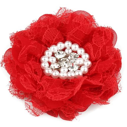 LIUXIN 4 stücke/Lot 16 Farben 9 cm Shabby Chiffon Blumen Stoff Künstliche Blumen Blütenblätter Mohn Blume + Strass Perlen von LIUXIN