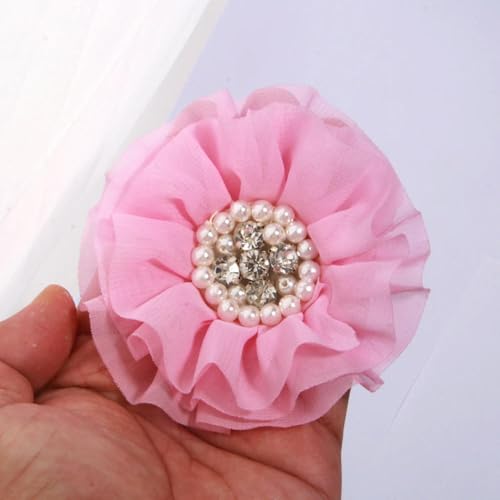 LIUXIN 5 Stück 10 cm Gaze-Organza-Stoff, große Rose, künstlicher Blumenkopf, Hochzeitskleid, Rock, Heimhut, Dekoration von LIUXIN