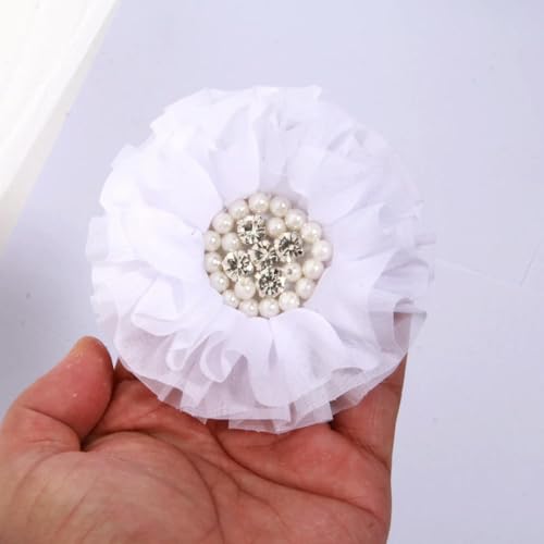 LIUXIN 5 Stück 10 cm Gaze-Organza-Stoff, große Rose, künstlicher Blumenkopf, Hochzeitskleid, Rock, Heimhut, Dekoration von LIUXIN